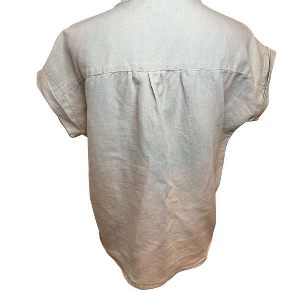 Mango | Cream Linen/Cotton Blend Half Button Down Shirt | Sz XXS - Picture 5 of 10